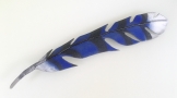 Glass feather created from glass powder mixed with a powdered binder and liquid medium developed by Lois Manno